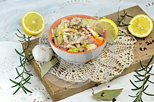 Salad with squid - homemade salad of squid