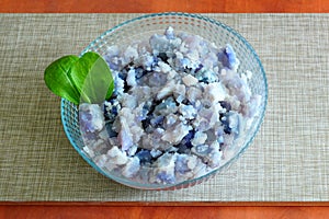 Salad of steamed purple potatoes