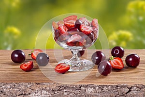 Salad of strawberries and plums