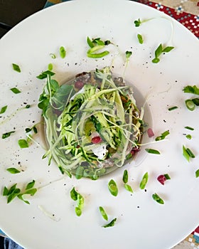 Salad on the table in the restaurant