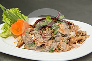 Salad is thai food that savor sour and spicy.