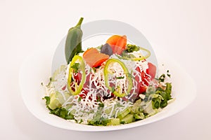 Salad with tomato,cucumber and cheese. Traditional Bulgarian salad - shopska salad