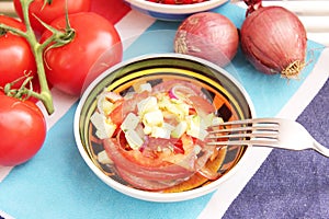 Salad of tomatoes with cheese