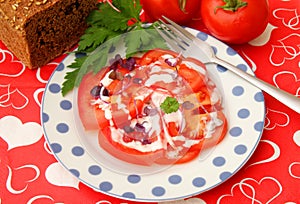 Salad of tomatoes and red cress