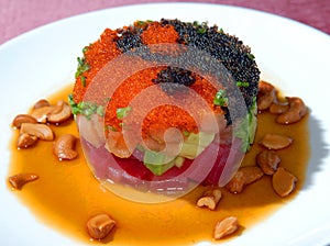 Salad from tuna with caviar