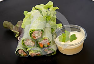 Salad tuna roll in black