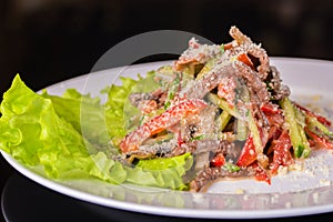 Salad with vegetable and seafood