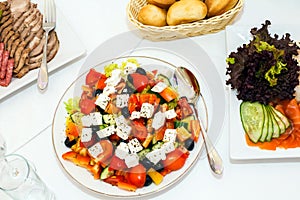 Salad with vegetables and feta cheese.