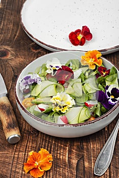 Salad of vegetables and flowers