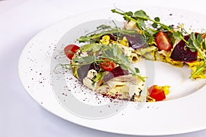 Salad with vegetables and pea shoots