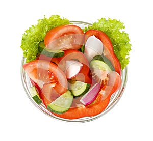 Salad from vegetables on a white background