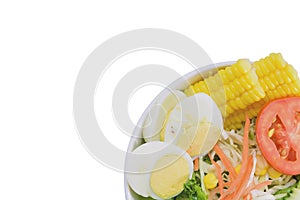 Salad in the white cup on isolate background