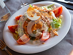 Salad Xatonada with canned tuna and salted anchovies