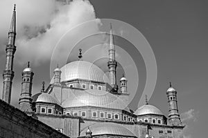 Saladin Citadel Mosque in Cairo black and white