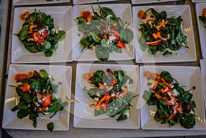 Salads being prepped for dinner