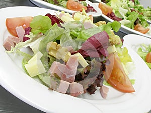 Salads with ham