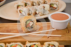 Salads Roll Sushi Japonese Fast Food photo