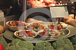 Salads in a self-service restaurant