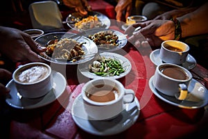 Salads and tea Street food in Myanmar