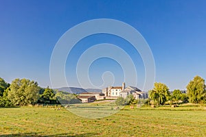 Salagon - tourist destination, Provence, France, meadow fields with idyllic countryside landscape