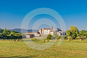 Salagon - tourist destination, Provence, France, meadow fields with idyllic countryside landscape