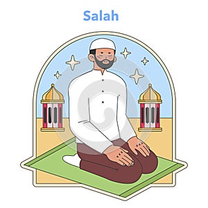 Salah practice illustration. Flat vector image. photo