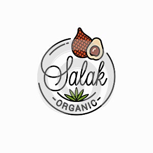 Salak fruit logo. Round linear of snake slice