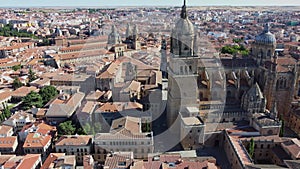 Salamanca, Cathedral. Historical City, Spain. 4K Aerial Skyline Drone View, 21 august 2023