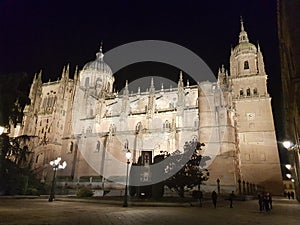 Salamanca cathedral at night