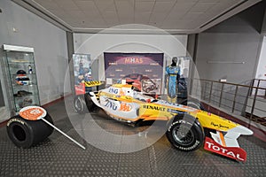 Salamanca, Spain - December 29 2017 : Fernando Alonso Renault R2 in museum of historic vehicles of Salamanca, Spain.
