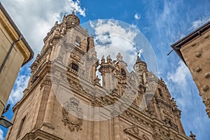 View at the baroque iconic facade at the La ClerecÃÂ­a building, Pontifical university at Salamanca, Universidad Pontificia de photo