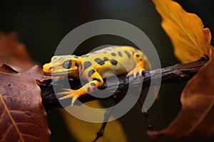 salamander resting on a leaf during limb regrowth
