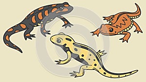 Salamanders and Frogs Illustration, vector design Generative AI