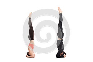 Salamba sirsasana yoga pose in pair