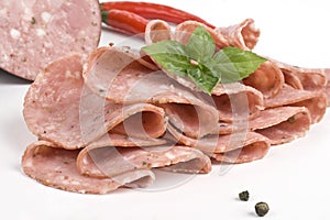 Salame with herb and spices photo