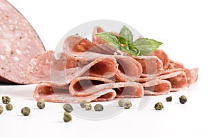 Salame with herbs and spices photo