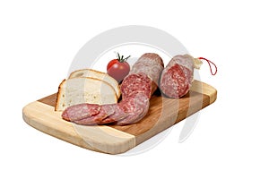 Salami, Bread and Tomato