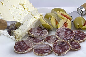 Salami, Cheese and Olives