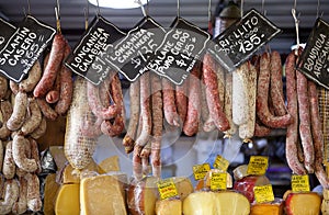 Food for sale at the market in San Telmo district in Buenos Aires, Argentina photo