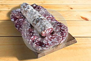 Italian felino salami sliced photo