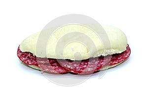 Salami sandwich on mollete, spanish bread