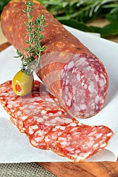 Salami sliced