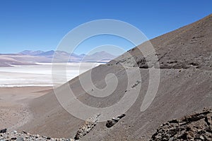 Salar de Arizaro and road to La Casualidad at the Puna de Atacama, Argentina photo