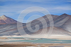 Salar de Talar salt Lakes with the Incredible Cerro Medano Mountain in the Backdrop, Chilean Andes, Northern Chile photo