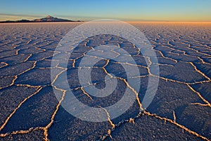 Salar de Uyuni, salt lake, Bolivia, sunset