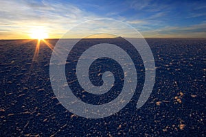 Salar de Uyuni, salt lake, Bolivia, sunset