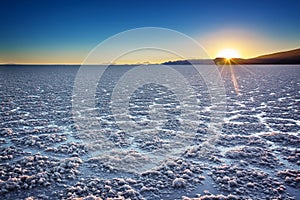 Salar de Uyuni Uyuni salt flats at sunset, Potosi, Bolivia