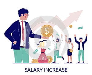 Salary increase, vector concept for web banner, website page