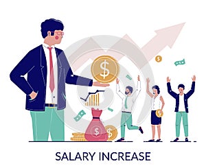 Salary increase, vector concept for web banner, website page photo