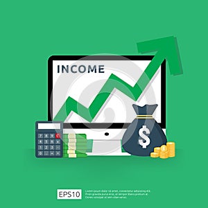 salary rate increase. Finance income performance of return on investment ROI concept with arrow. business profit growth margin